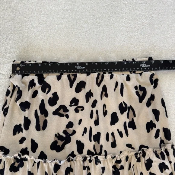 Tickled Teal Leopard Tiered Midi Skirt Size L EUC - Picture 6 of 7
